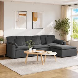 Comfortable Grey Velvet Modular Sectional Sofa Set