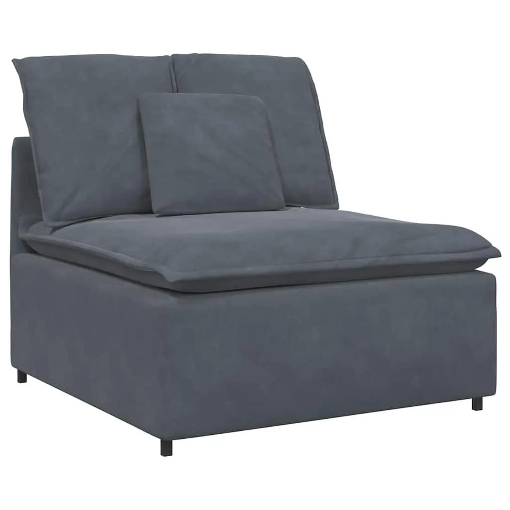 Modular Sofa Dark Grey Velvet 4 Piece with Footstool and Cushions