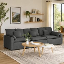 Three-Seater Modular Sectional Sofa with Grey Cushions