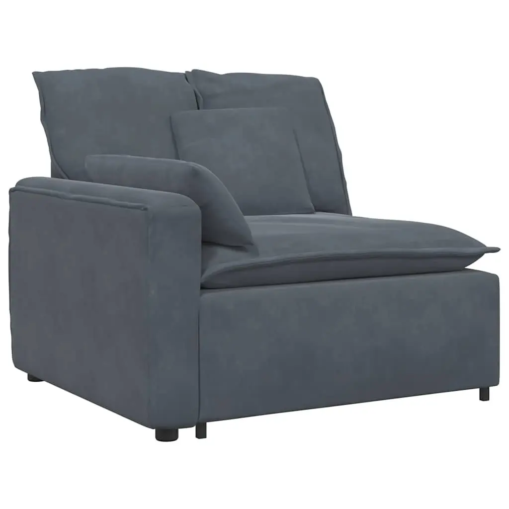 Grey Velvet Modular Sofa Three Sections Living Room Couch
