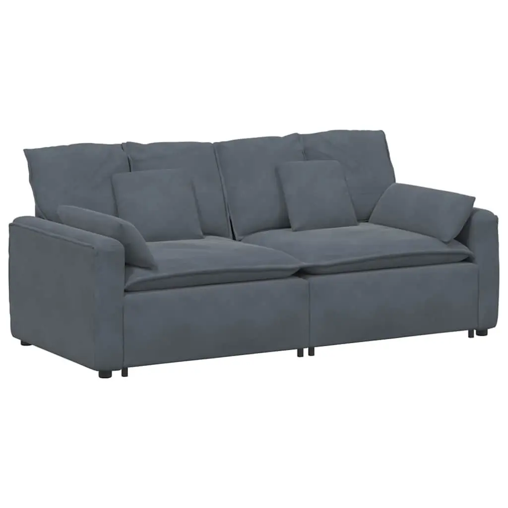 Modular Sofa Dark Grey Velvet Fabric Metal Frame Reconfigurable Sectional Lounge