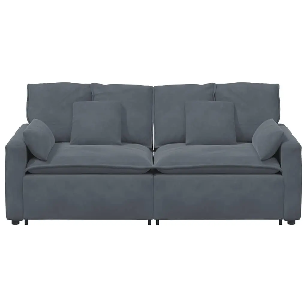 Modular Sofa Dark Grey Velvet Fabric Metal Frame Reconfigurable Sectional Lounge