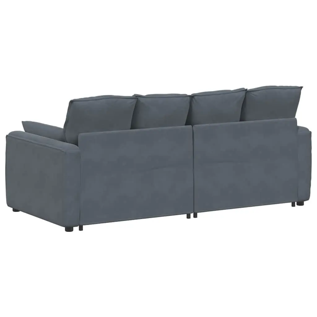 Modular Sofa Dark Grey Velvet Fabric Metal Frame Reconfigurable Sectional Lounge