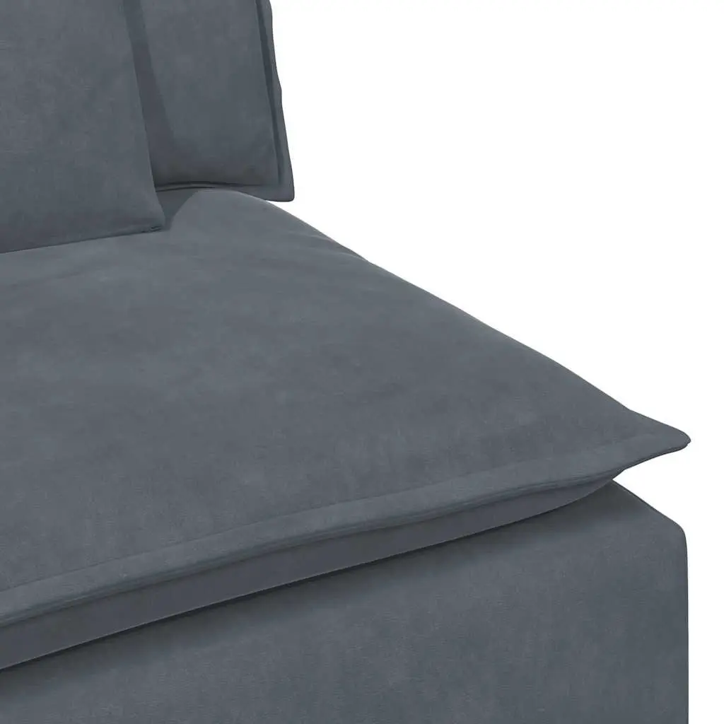Modular Sofa Dark Grey Velvet Fabric Metal Frame Reconfigurable Sectional Lounge