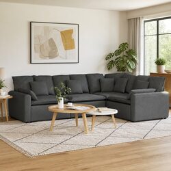 Inviting Modular Sofa with Grey Fabric Cushions