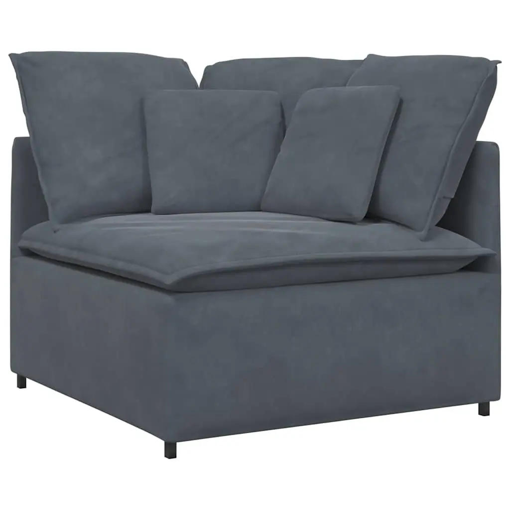 Modular Sectional Sofa Grey Velvet Four Sections Foam Filling Metal Frame