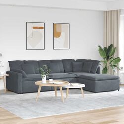 Modular Sectional Sofa with Footstool Four Sections Grey Velvet Living Room