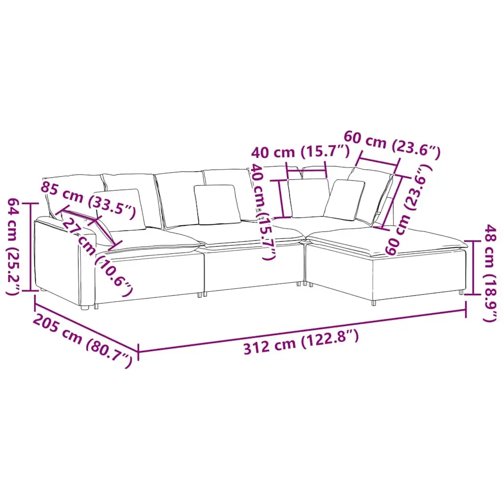 Four Section Grey Velvet Modular Sofa with Footstool for Flexible Living Room Arrangement