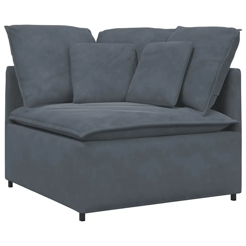 Four Section Grey Velvet Modular Sofa with Footstool for Flexible Living Room Arrangement