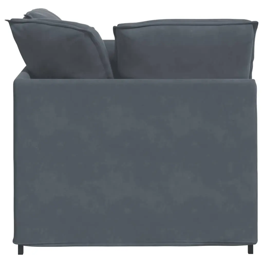 Modular Sofa Sectional Grey Velvet 2 Piece Metal Frame with Footstool and Cushions