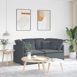 Modular Sofa Grey Velvet Cushions Two-Seater Living Room Lounge Couch