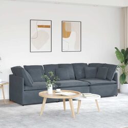 Modular Sofa with Cushions Grey Velvet Sectional Couch Living Room Furniture