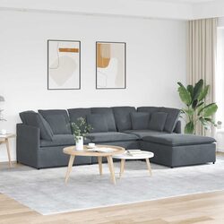 Modular Sofa with Footstool Grey Velvet Sectional Couch Living Room Furniture