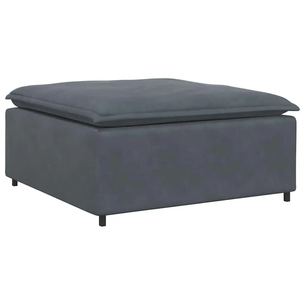 Modular Sofa Grey Velvet Sectional Couch with Footstool Four Sections