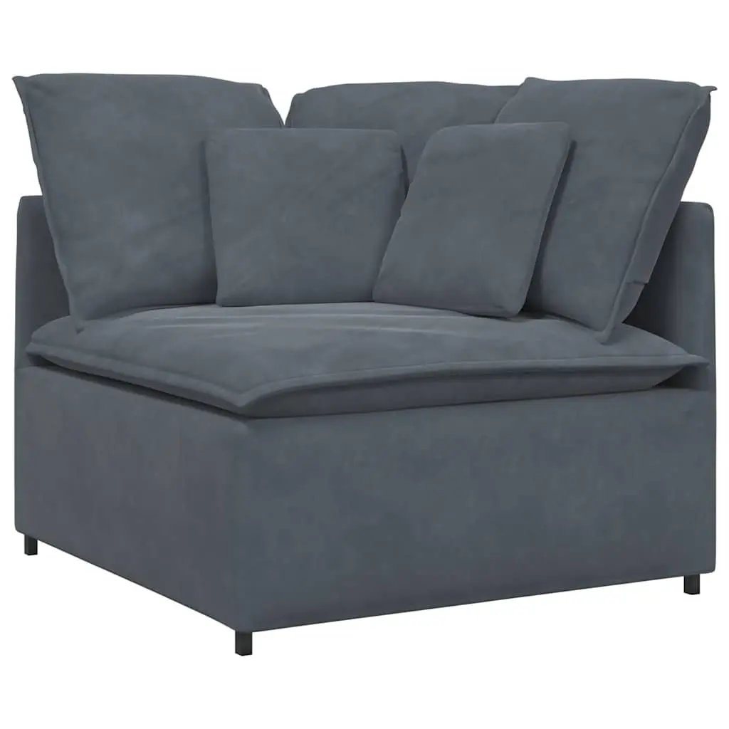 Modular Sofa Sectional Lounge Grey Velvet Five Sections Foam Filling Metal Frame Wooden Armrests Textilene Seating