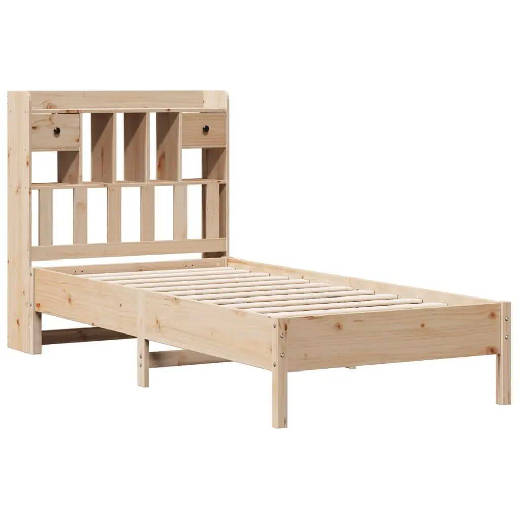 Bookcase Bed Frame 90x190cm Solid Pine Wood