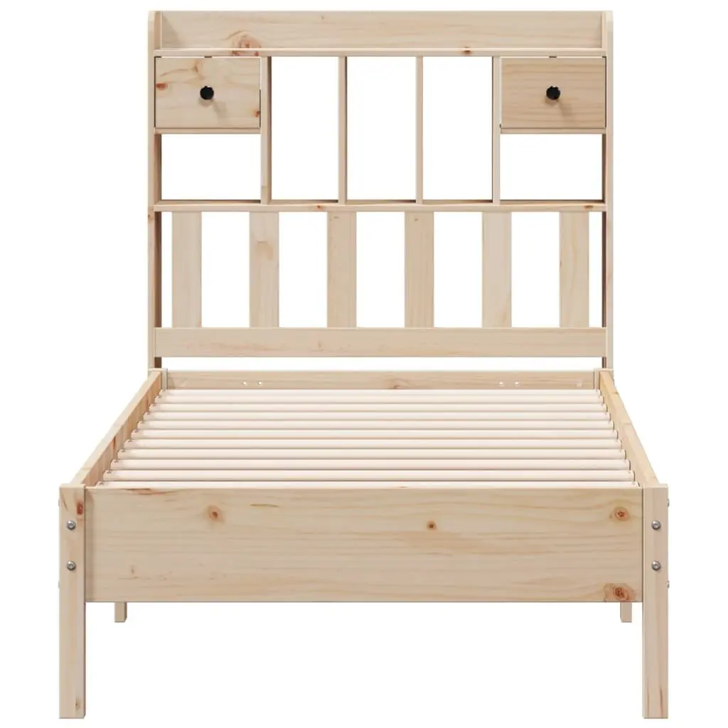 Bookcase Bed Frame 90x190cm Solid Pine Wood