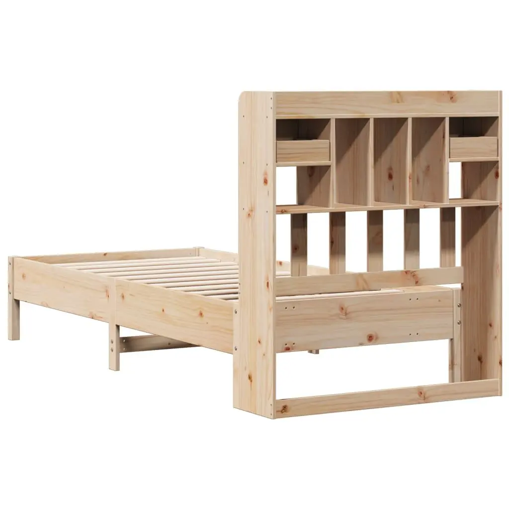 Bookcase Bed Frame 90x190cm Solid Pine Wood