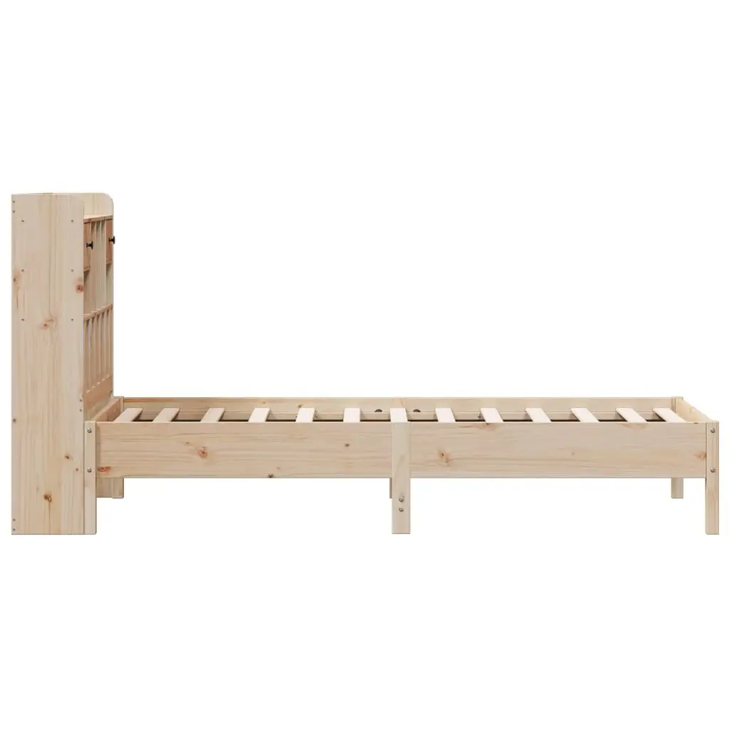 Bookcase Bed Frame 90x190cm Solid Pine Wood