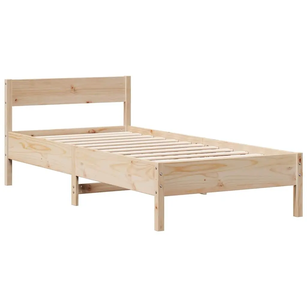 Solid Pine Wood Bookcase Bed Frame 90x190cm in Brown