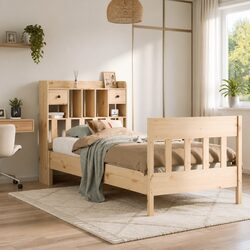 Solid Pine Wood Bed Frame 90x190 cm with Storage Drawers