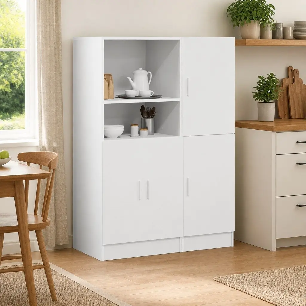 2 Piece White Kitchen Cabinet Set for Organized Living