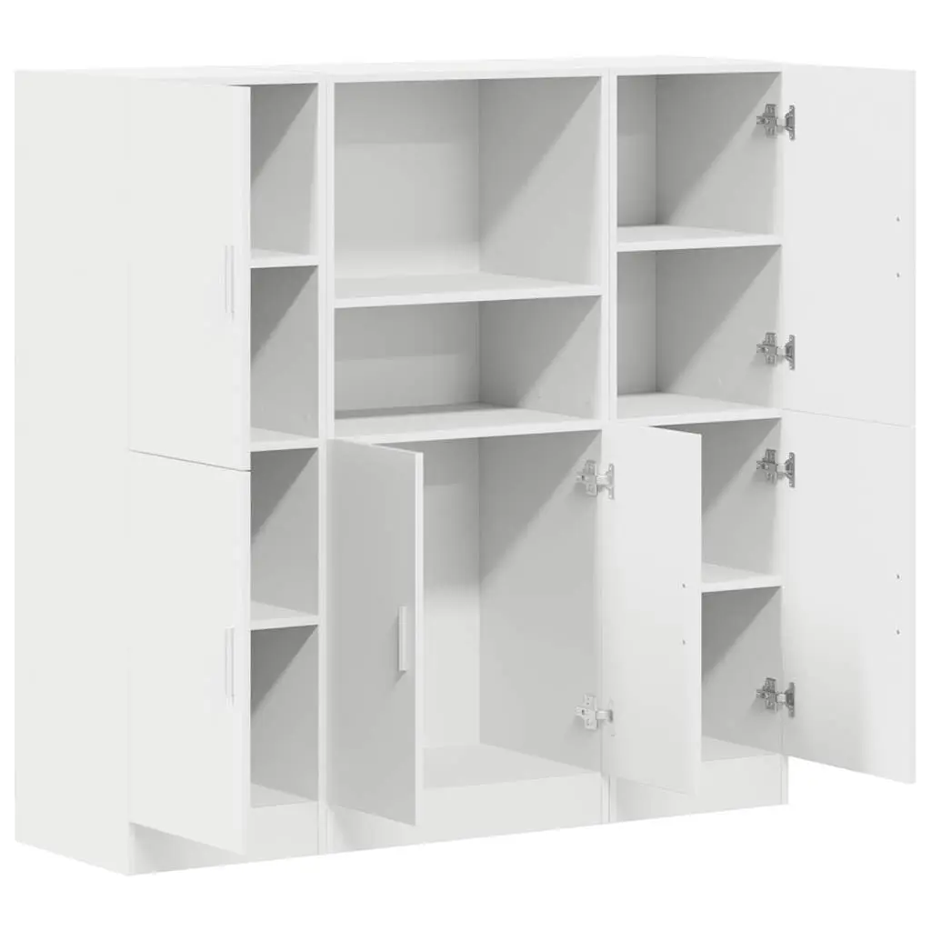 3 Piece Kitchen Cabinet Set Wall Mounted Storage Shelves Organiser White Engineered Wood