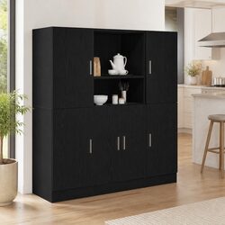 3-Piece Black Kitchen Cabinet Set for Stylish Storage