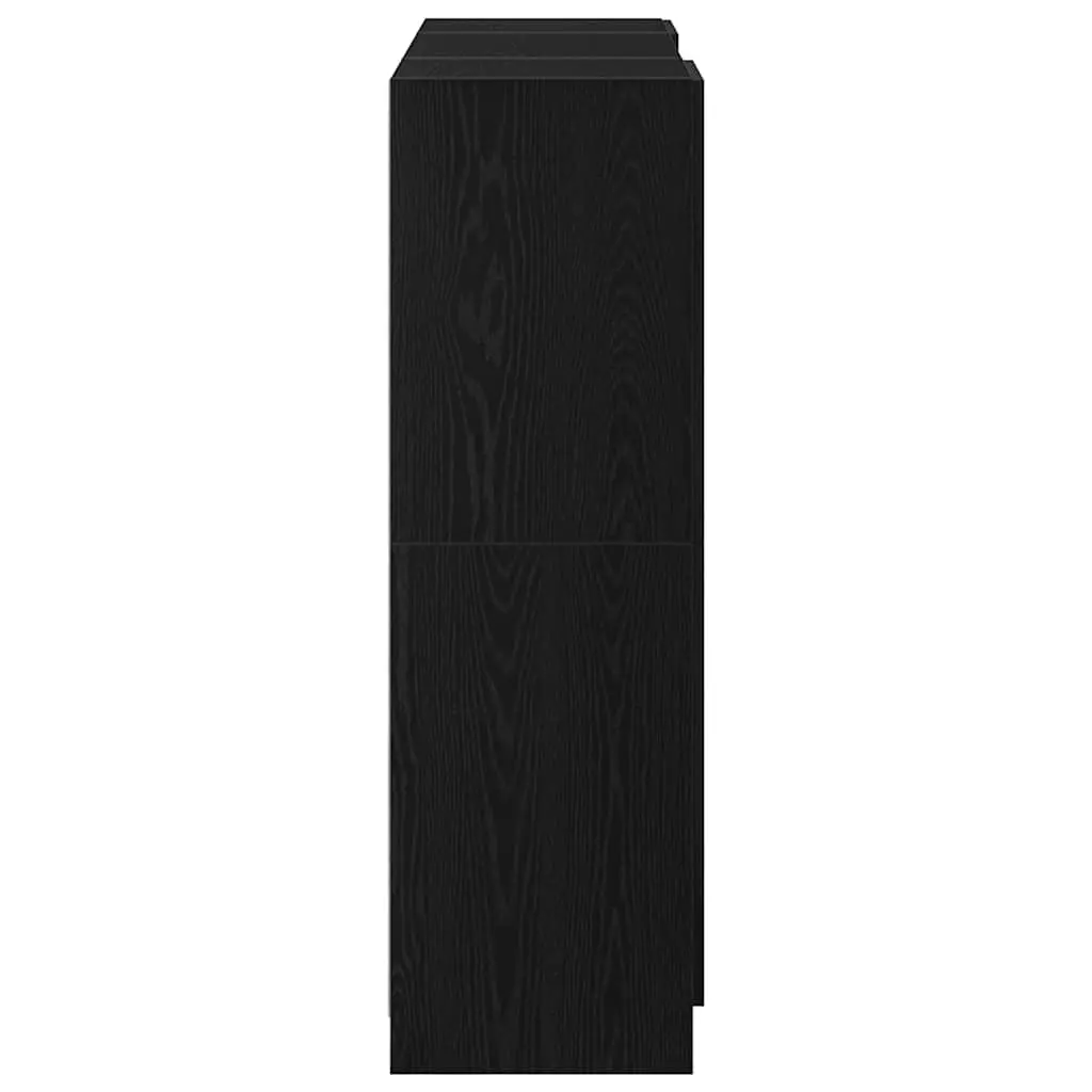 3 Piece Engineered Wood Kitchen Cabinet Set Black Wall Mount Storage Shelving
