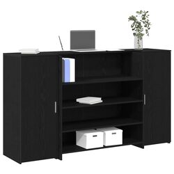Reception Desk Black Oak 180x50x103.5cm Office Counter Storage Checkout