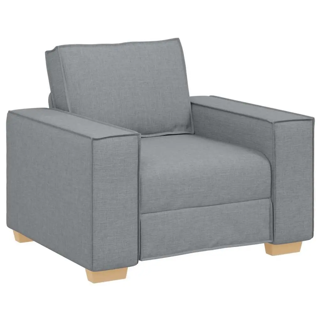 3-Piece Sofa Set Light Grey Linen-Blend Fabric Living Room Sectional Furniture