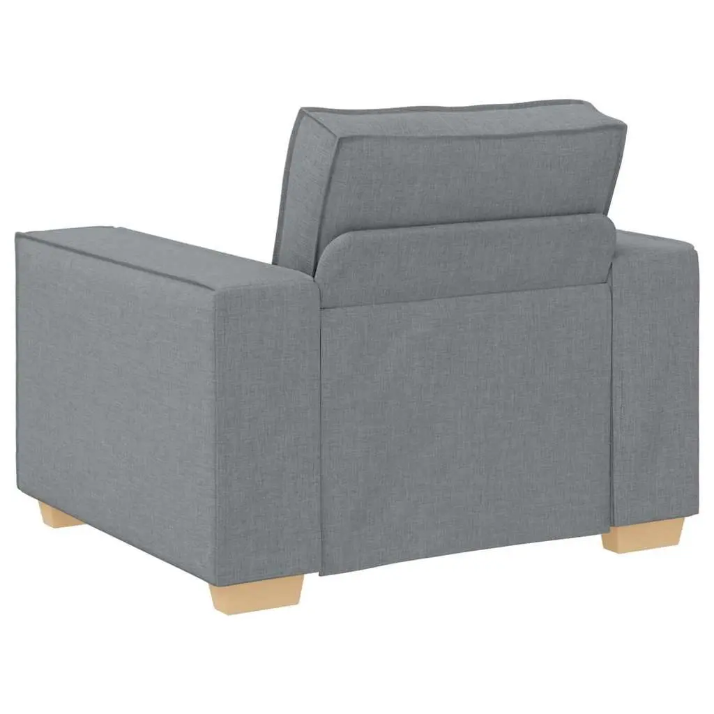 3-Piece Sofa Set Light Grey Linen-Blend Fabric Living Room Sectional Furniture