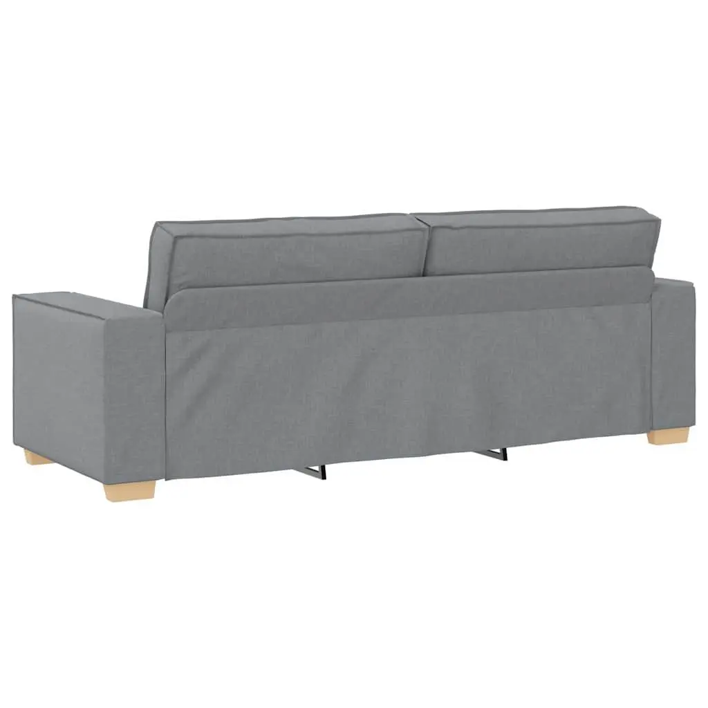 3-Piece Sofa Set Light Grey Linen-Blend Fabric Living Room Sectional Furniture