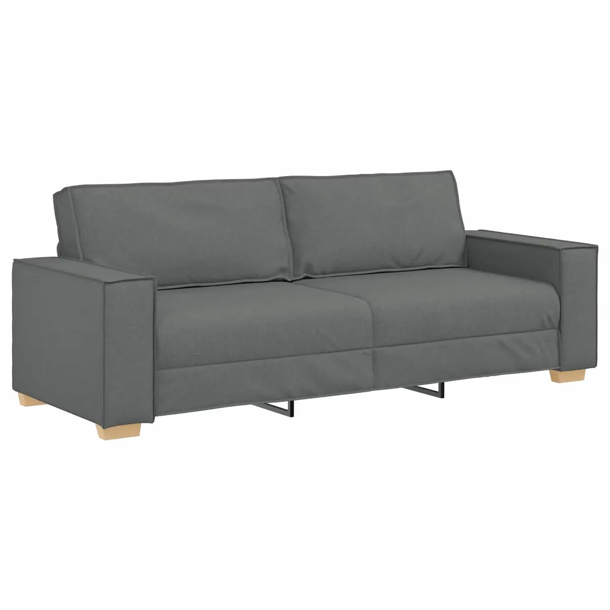 3-Piece Sofa Set Grey Linen-Blend Modern Living Room Furniture 220cm Wide Lounge