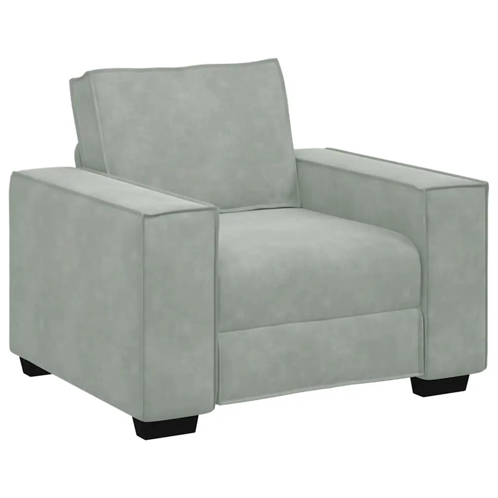 Grey Linen-Blend 3 Piece Sofa Set Modern Living Room Furniture Two-Seater Armchair Three-Seater