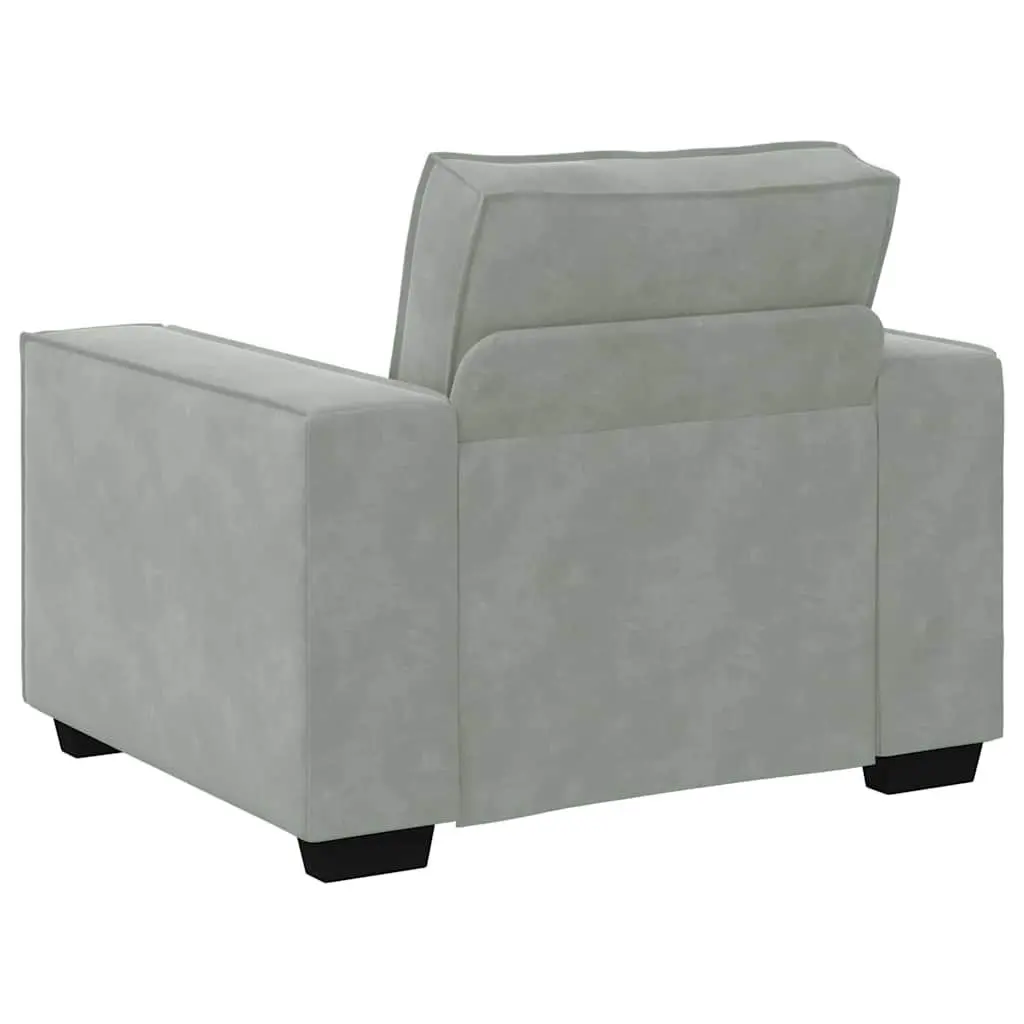 Grey Linen-Blend 3 Piece Sofa Set Modern Living Room Furniture Two-Seater Armchair Three-Seater