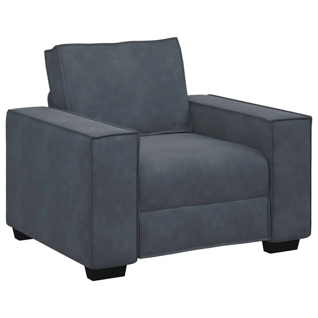 3 Piece Sofa Set Grey Velvet Polyester Living Room Furniture