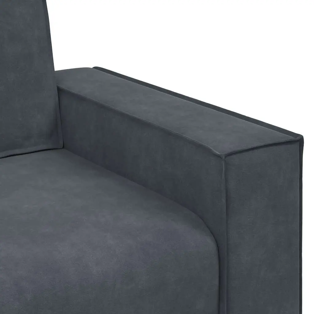 3 Piece Sofa Set Grey Velvet Polyester Living Room Furniture