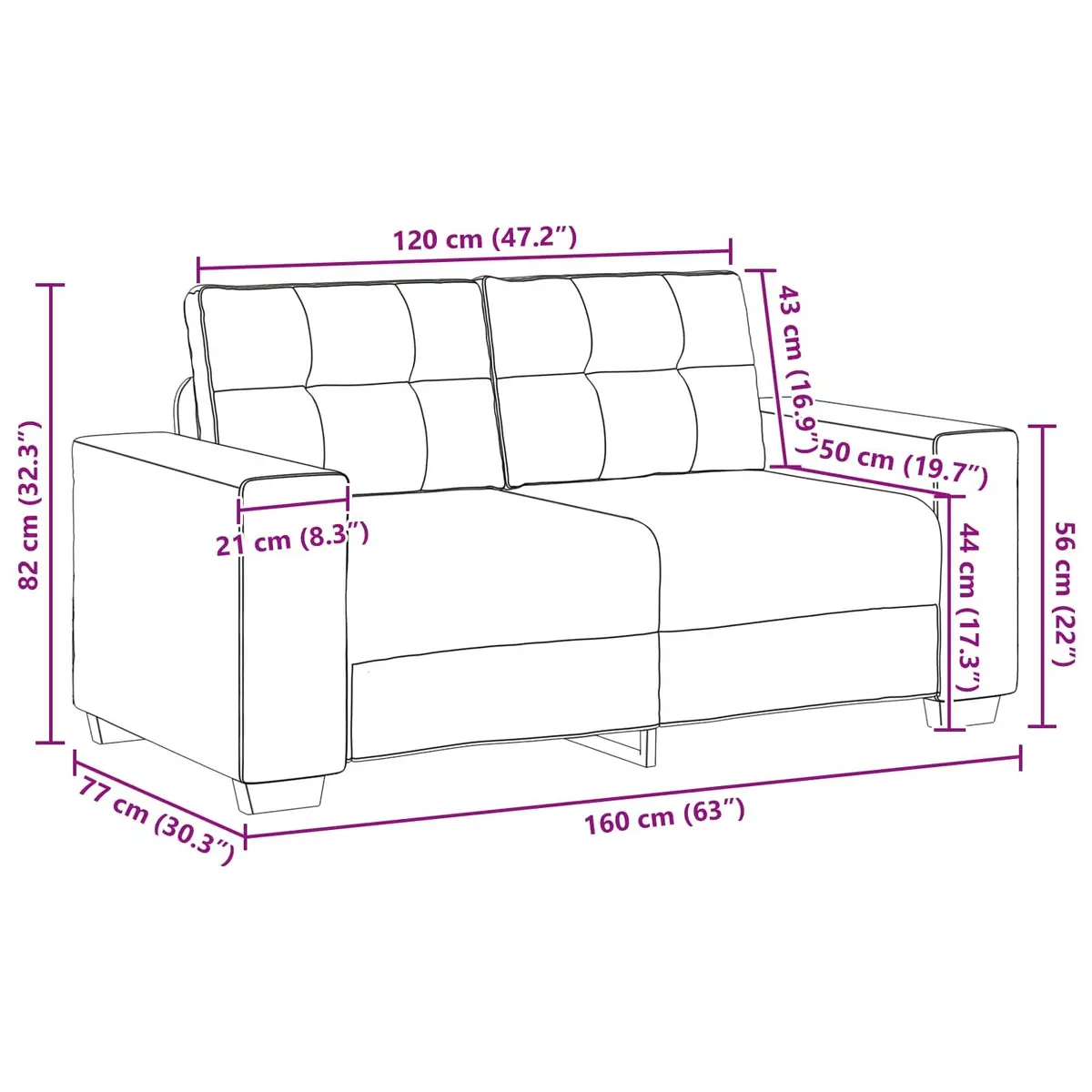 Modular Sofa Set Grey Linen-blend Fabric 3-Piece Living Room Couch