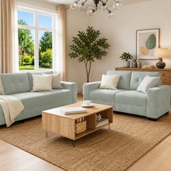 Contemporary 3-Piece Grey Velvet Sofa Set