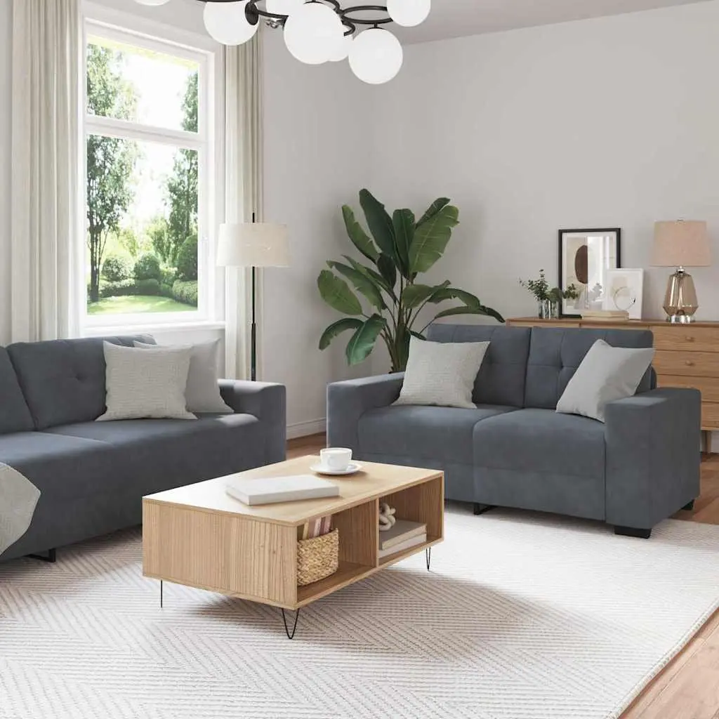 3 Piece Sofa Set Grey Velvet Modern Lounge Suite Armchair 2 Seater 3 Seater