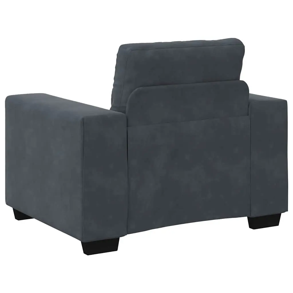 3 Piece Sofa Set Grey Velvet Modern Lounge Suite Armchair 2 Seater 3 Seater