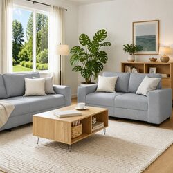 3 Piece Grey Fabric Sofa Set for Cozy Living Rooms