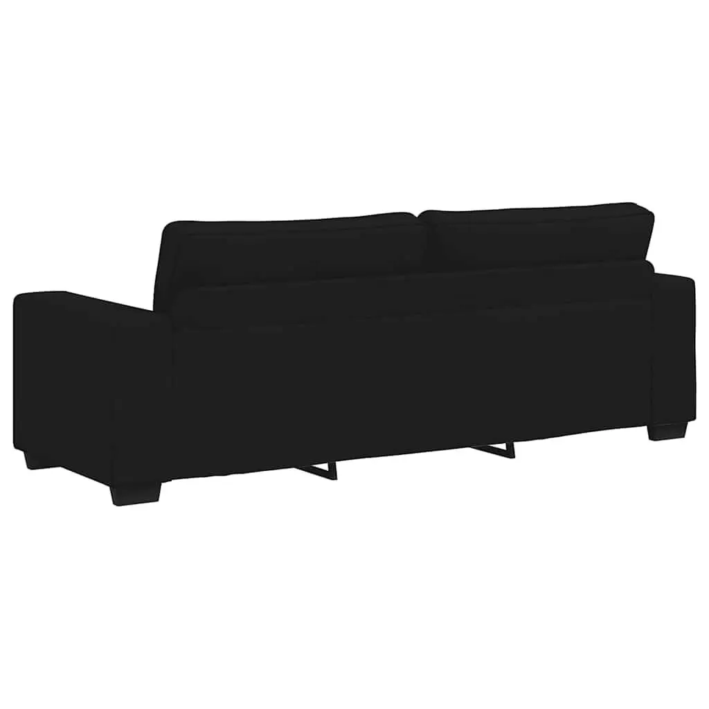 3 Piece Sofa Set Black Fabric Padded Cushions Wooden and Metal Frame