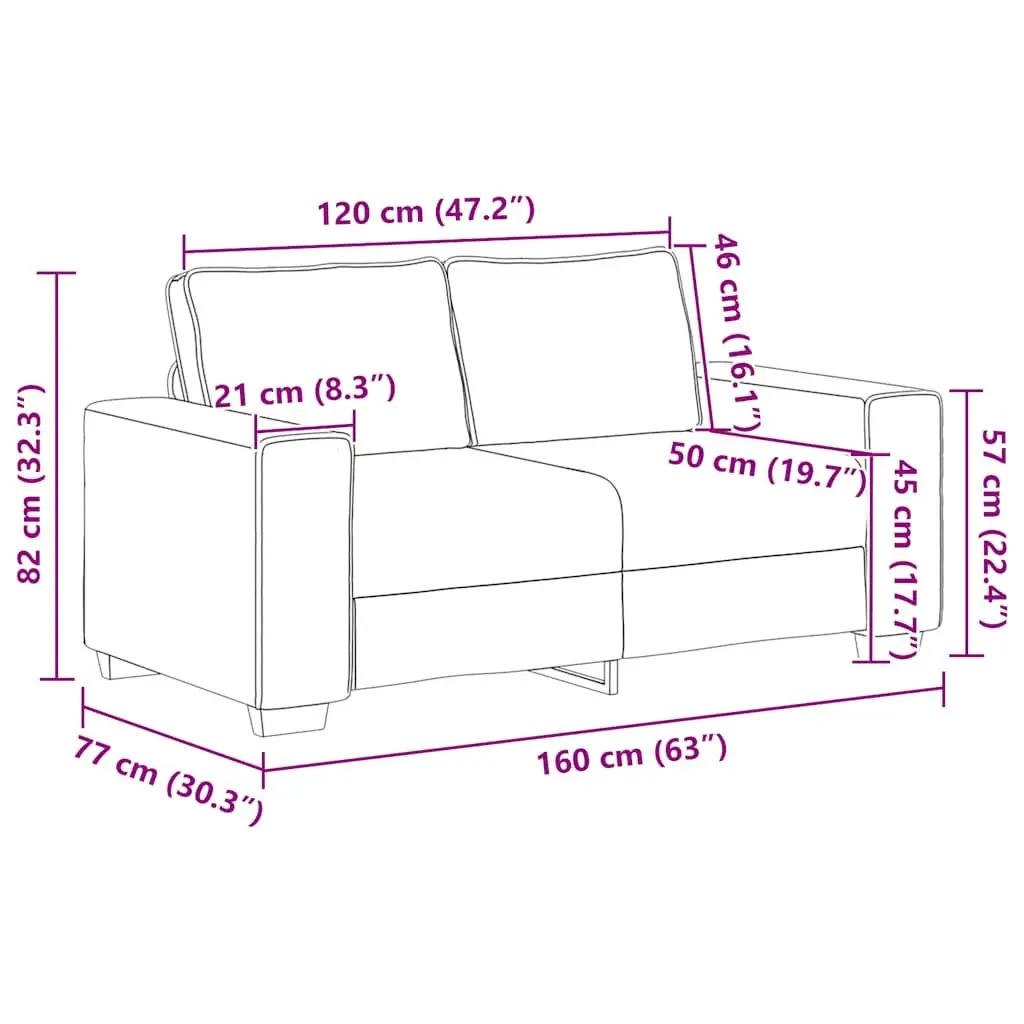 3 Piece Sofa Set Black Fabric Padded Cushions Wooden and Metal Frame