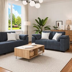 Comfortable Grey Velvet 3 Piece Sofa Set for Living Rooms
