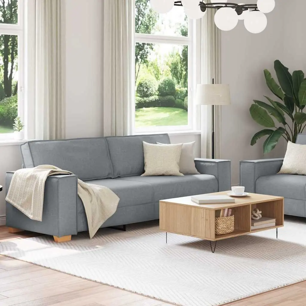 Grey Fabric 2 Piece Sofa Set Living Room Lounge Couch with Cushions and Armrests
