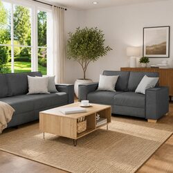 2 Piece Grey Sofa Set for Cozy Living Spaces