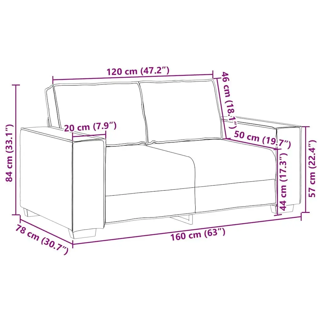 Sofa Set Grey 2 Piece Polyester Fabric Living Room Furniture Couch