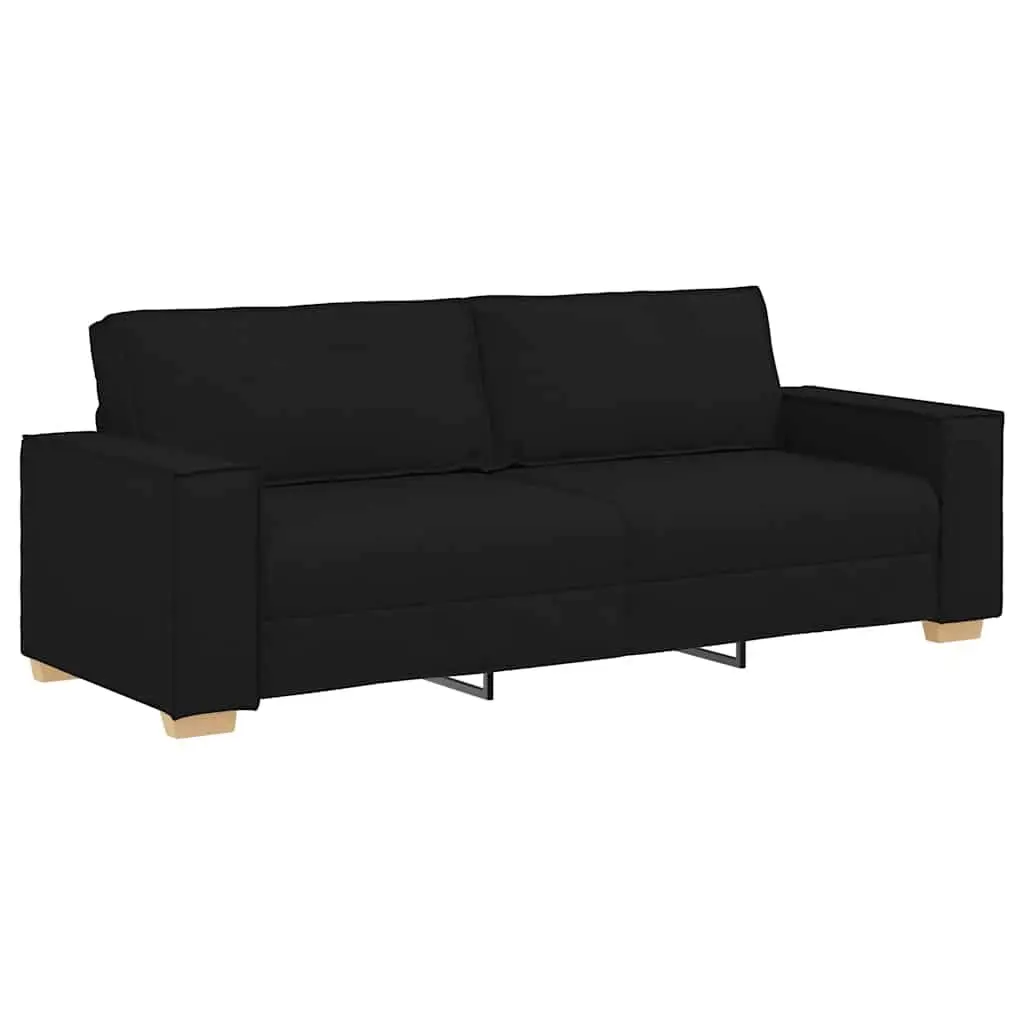 Sofa Set Black Fabric 2 Piece Living Room Couch with Cushions